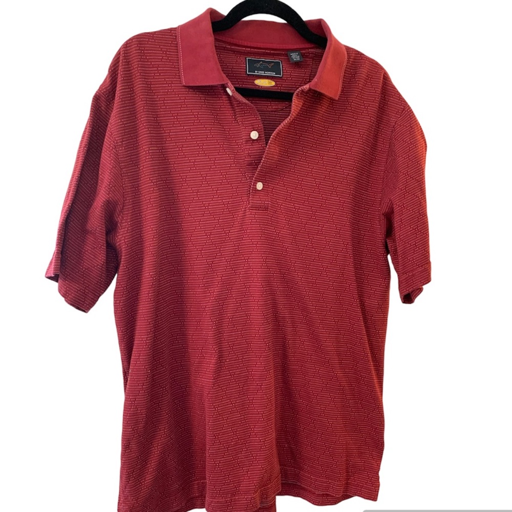 Greg Norman Golf Polo Play Dry Red‎ Striped Shirt Men’s Size Medium Collared